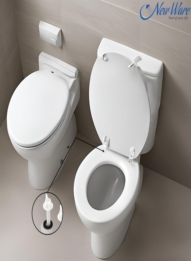 NEW WARE® PVC Plastic Toilet Seat Cover Hinges - CERA Type | Round Long Clamp | Durable, Rust-Free Bathroom Fittings | Easy Installation | White | Pack of 1 Set - Image 4